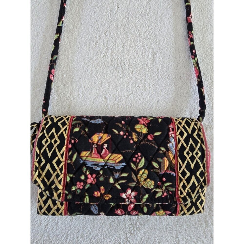 Vera Bradley Ming Wallet Style Crossbody Bag Black Asian Chinese‎ Theme Vintage